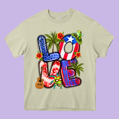 Puerto Rico Love Heavy Core Tee Designed By Artiststas