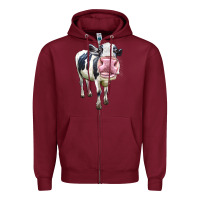 Burgundy Cute Holstein Zipper Hoodie - LillyAllenDesigns