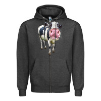 Charcoal Heather Cute Holstein Zipper Hoodie - LillyAllenDesigns