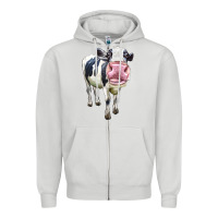 Dove Grey Cute Holstein Zipper Hoodie - LillyAllenDesigns