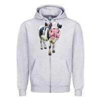Heather Grey Cute Holstein Zipper Hoodie - LillyAllenDesigns