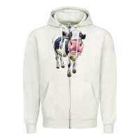Oatmeal Heather Cute Holstein Zipper Hoodie - LillyAllenDesigns