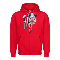 Red Cute Holstein Zipper Hoodie - LillyAllenDesigns