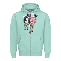 Seafoam Cute Holstein Zipper Hoodie - LillyAllenDesigns