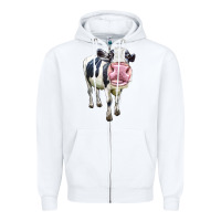White Cute Holstein Zipper Hoodie - LillyAllenDesigns