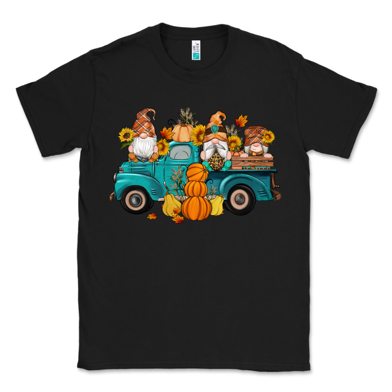 Fall Gnomes Truck Pumpkin Sunflowers Classic Tee by Artiststas | Teevron