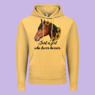 Just A Girl Who Loves Horses Vintage Hoodie Designed By Ranaportraitstore