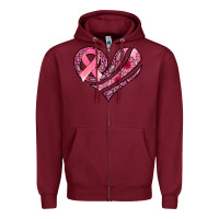Burgundy breast cancer awareness heart Zipper Hoodie - Jasminsmagicworld