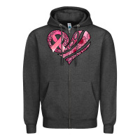 Charcoal Heather breast cancer awareness heart Zipper Hoodie - Jasminsmagicworld