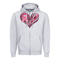 Heather Grey breast cancer awareness heart Zipper Hoodie - Jasminsmagicworld
