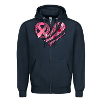 Navy breast cancer awareness heart Zipper Hoodie - Jasminsmagicworld
