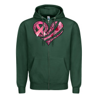 Sports Green breast cancer awareness heart Zipper Hoodie - Jasminsmagicworld