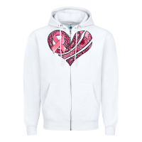 White breast cancer awareness heart Zipper Hoodie - Jasminsmagicworld