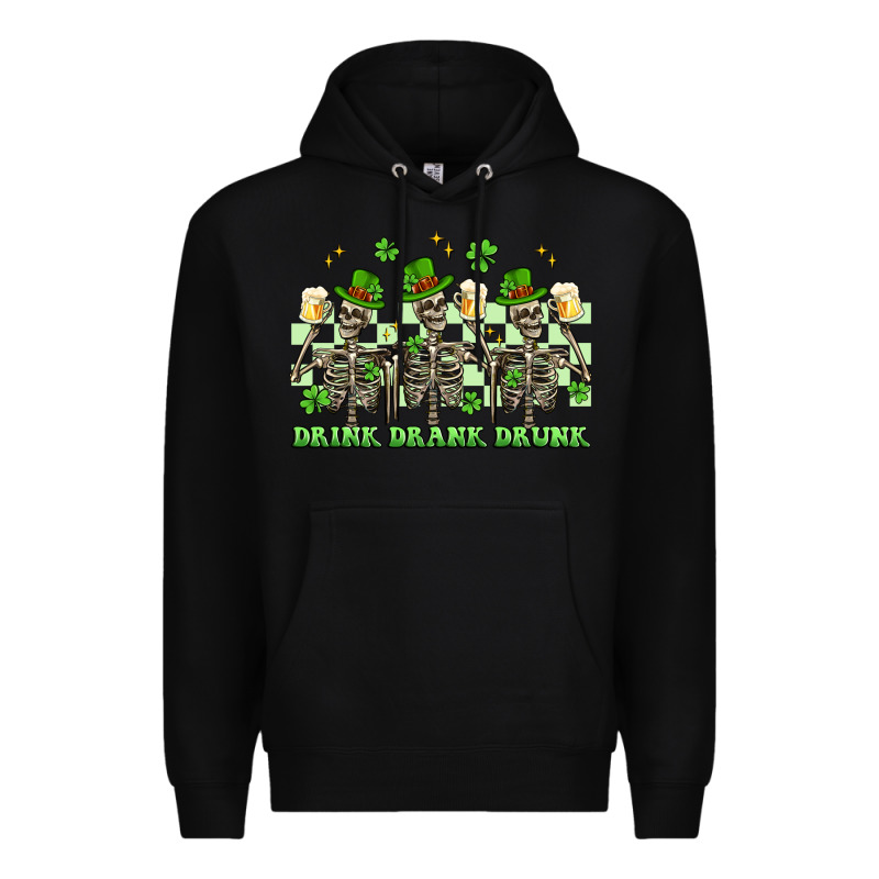St. Patrick's Day Skeletons Drink Drank Drunk Premium Hoodie by Artiststas | Teevron