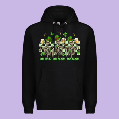 St. Patrick's Day Skeletons Drink Drank Drunk Premium Hoodie Designed By Artiststas