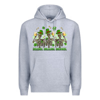 Heather Grey st. patrick's day skeletons drink drank drunk Premium Hoodie - Artiststas