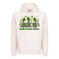 Pale Pink st. patrick's day skeletons drink drank drunk Premium Hoodie - Artiststas