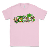 Bubblegum Pink lucky with gnome and  shamrocks Classic Tee - AdoDesignShop