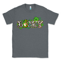 Charcoal Heather lucky with gnome and  shamrocks Classic Tee - AdoDesignShop