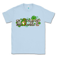Dusty Blue lucky with gnome and  shamrocks Classic Tee - AdoDesignShop