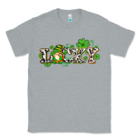 Heather Grey lucky with gnome and  shamrocks Classic Tee - AdoDesignShop