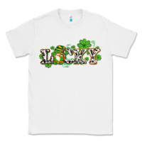 White lucky with gnome and  shamrocks Classic Tee - AdoDesignShop