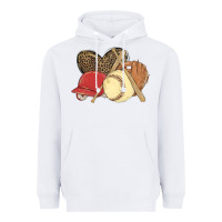 White softball Heavyweight Hoodie - MaliasSmallBusiness