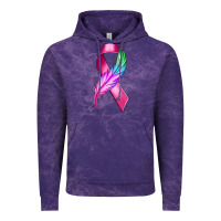 Cloud Purple Breast Cancer Ribbon with Feather Vintage Hoodie - texasbilliewilder
