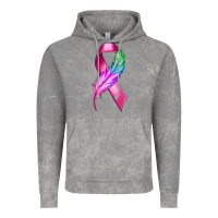 Cloud Rock Breast Cancer Ribbon with Feather Vintage Hoodie - texasbilliewilder
