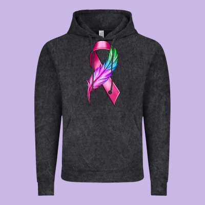 Breast Cancer Ribbon With Feather Vintage Hoodie Designed By Texasbilliewilder