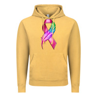 Vintage Mustard Breast Cancer Ribbon with Feather Vintage Hoodie - texasbilliewilder