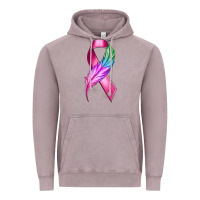 Vintage Zinc Breast Cancer Ribbon with Feather Vintage Hoodie - texasbilliewilder