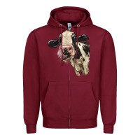 Burgundy Cute Holstein Heifer Zipper Hoodie - LillyAllenDesigns