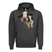 Charcoal Heather Cute Holstein Heifer Zipper Hoodie - LillyAllenDesigns