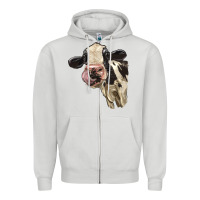 Dove Grey Cute Holstein Heifer Zipper Hoodie - LillyAllenDesigns