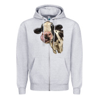 Heather Grey Cute Holstein Heifer Zipper Hoodie - LillyAllenDesigns