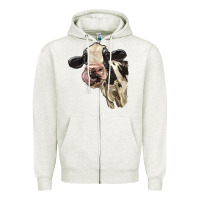 Oatmeal Heather Cute Holstein Heifer Zipper Hoodie - LillyAllenDesigns
