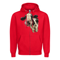 Red Cute Holstein Heifer Zipper Hoodie - LillyAllenDesigns