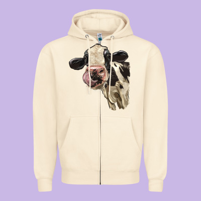 Cute Holstein Heifer Zipper Hoodie Designed By Lillyallendesigns