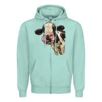 Seafoam Cute Holstein Heifer Zipper Hoodie - LillyAllenDesigns