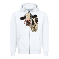 White Cute Holstein Heifer Zipper Hoodie - LillyAllenDesigns