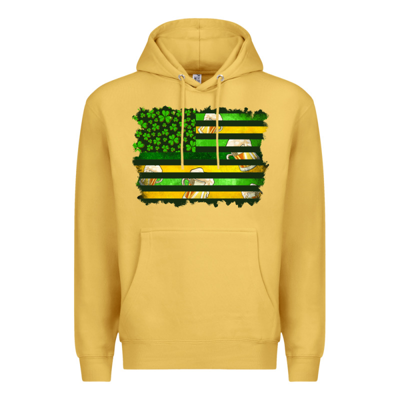 St Patrick's Day American Flag Premium Hoodie by Artiststas | Teevron