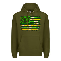 Army Green st patrick's day american flag Premium Hoodie - Artiststas