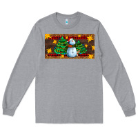 Heather Grey christmas tree with snowman Long Sleeve Tee - AdoDesignShop