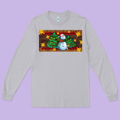 Christmas Tree With Snowman Long Sleeve Tee Designed By Adodesignshop