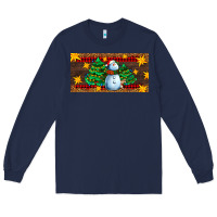 Navy christmas tree with snowman Long Sleeve Tee - AdoDesignShop