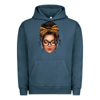 Pigment Midnight Navy caucasian leopard messy bun Urban Hoodie - texasbilliewilder