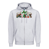 Heather Grey believe santa claus christmas Zipper Hoodie - Jasminsmagicworld
