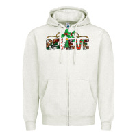 Oatmeal Heather believe santa claus christmas Zipper Hoodie - Jasminsmagicworld