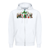 White believe santa claus christmas Zipper Hoodie - Jasminsmagicworld